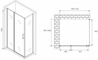Душевой уголок ABBER Sonnenstrand AG04110MS-S100M 110x100см хром